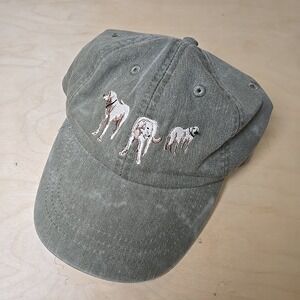 Olive Green Dad Cap Embroidered Sporting‎ Dogs Adjustable Leather Strap Mesh